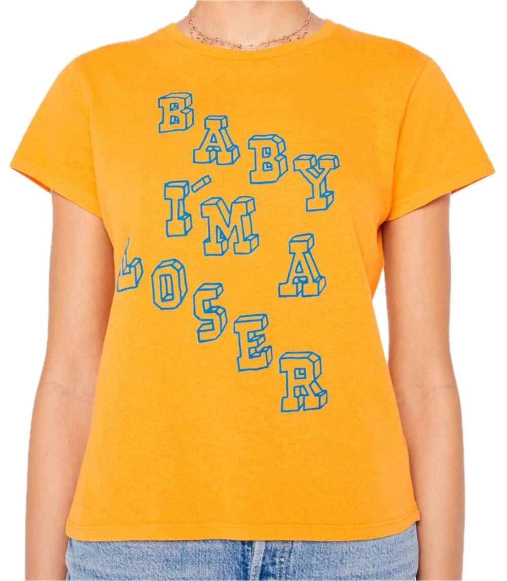 Mother Orange Blue Baby I'm A Loser Lil Goodie Goodie Tee T-Shirt size S NEW Tag